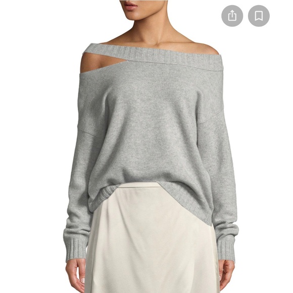 Shoulder Slit Wool Cashmere Sweater 